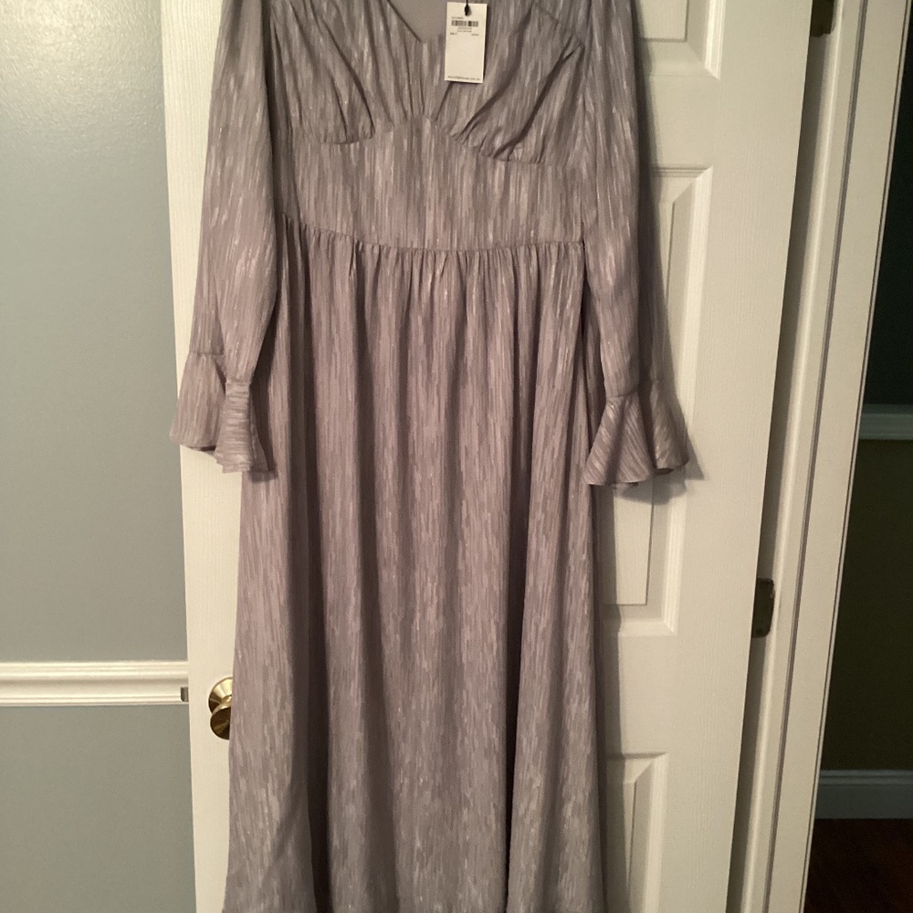 Fully lined long sleeve ruffle maxi dress